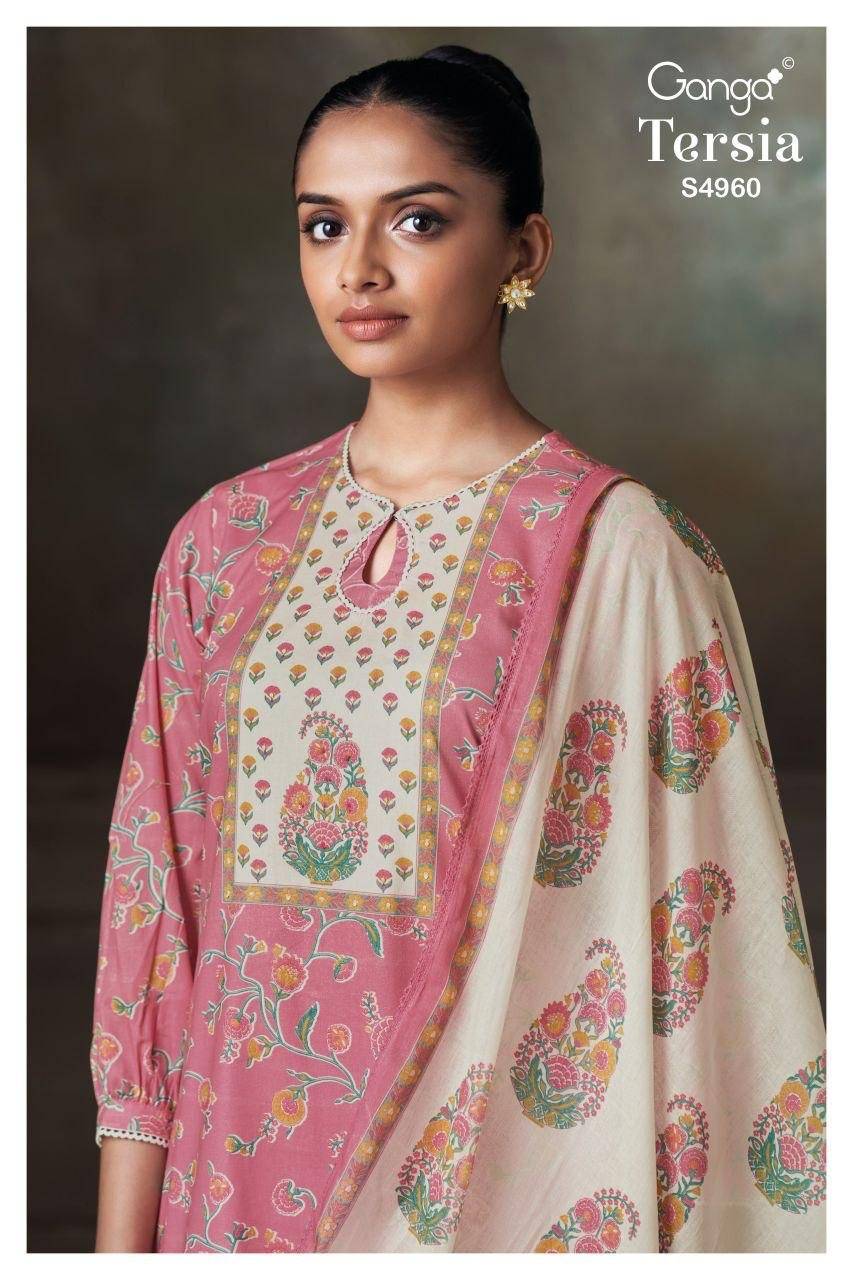 TERSIA 4960 By GANGA 4960a TO 4960d series Beautiful Festive Suits Stylish Colorful Fancy Casual Wear PREMIUM COTTON PRINTED Dresses At Wholesale Price